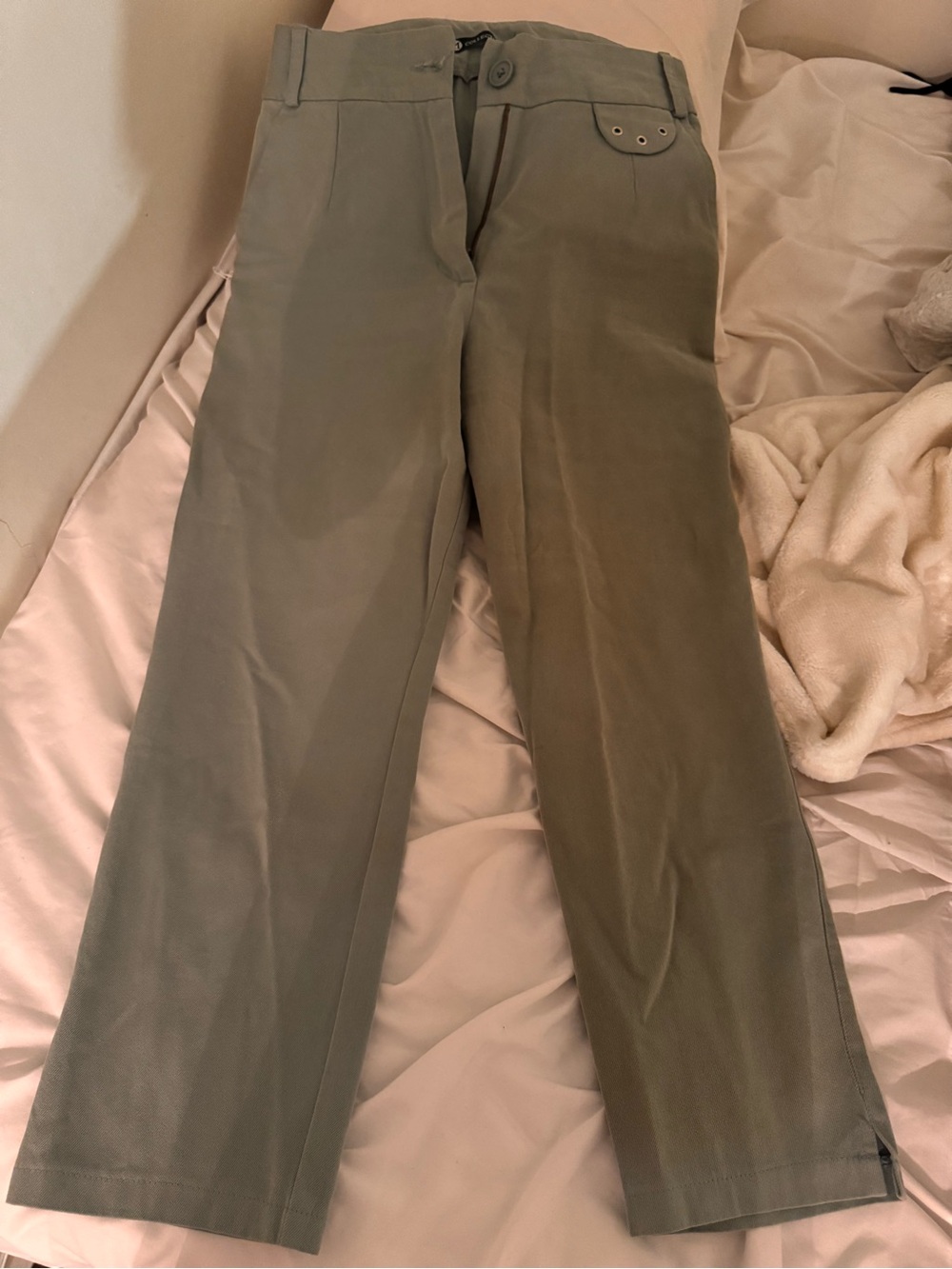 Men's Olive Green Straight-Leg Pants